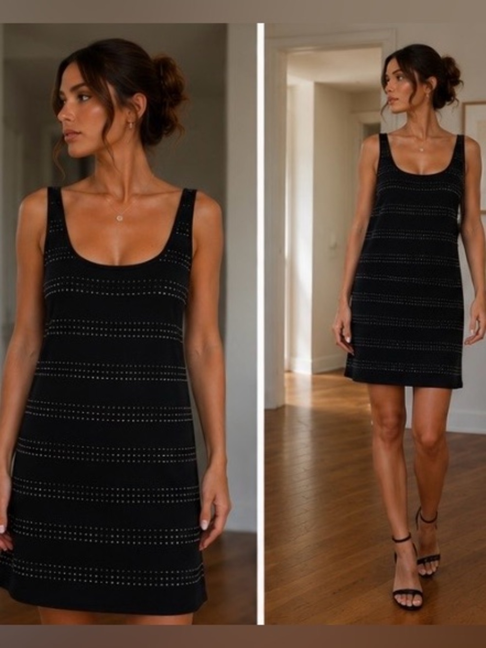 Express Y2K Black Rhinestone Studded MiniDress Small 2000s Going Out Party Dress